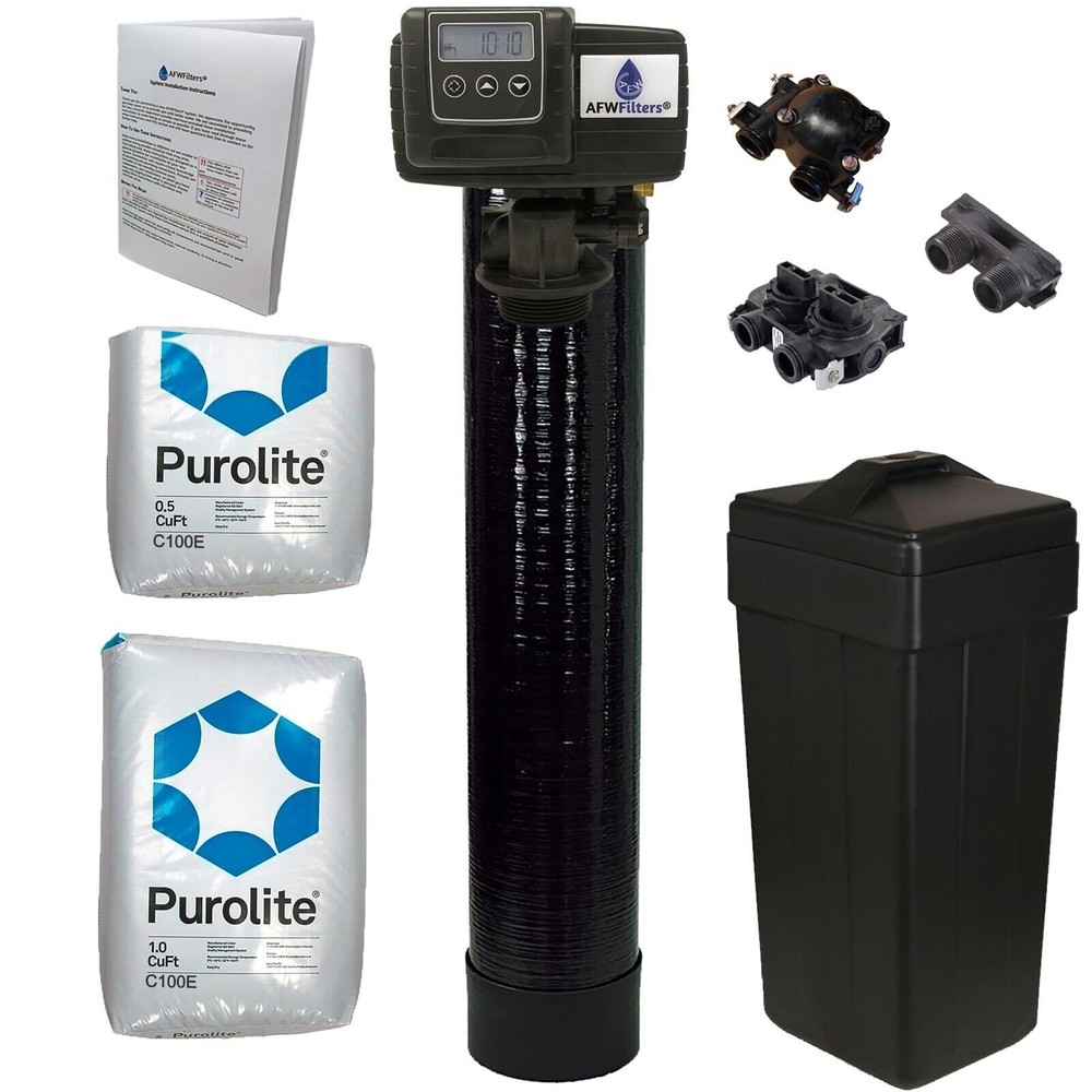 Fleck 5600SXT 3/4" Bypass 1.5 Cu Ft 48k Purolite C100E Metered Water Softener