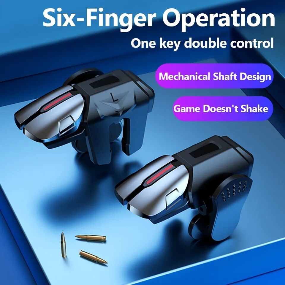 1 Pair Six Finger Operation Mobile Game Trigger Controller Gamepad for Phone