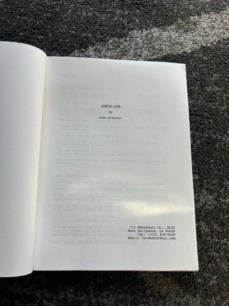 Justin Time Rare Original Script John Stancari Hard To Find