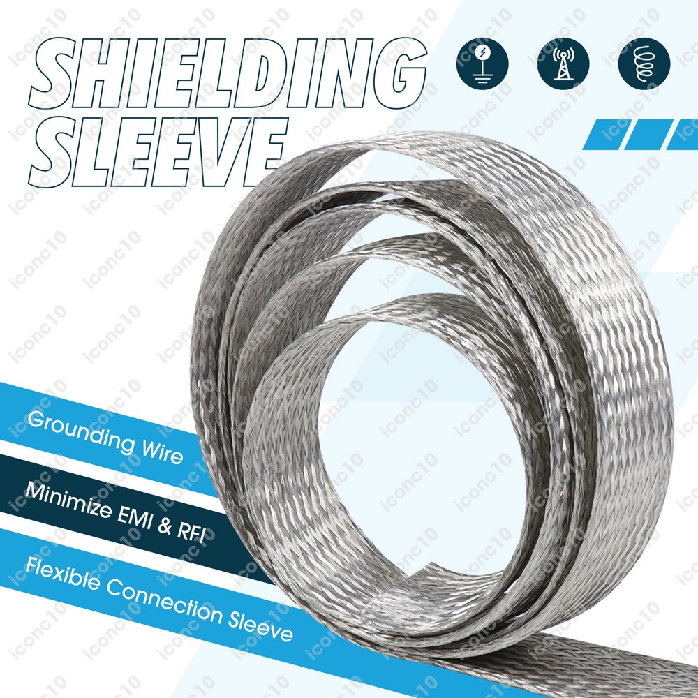 Braid Ground Strap Grounding 1/4"Width Tinned Copper Metal Cable Shield Sheath