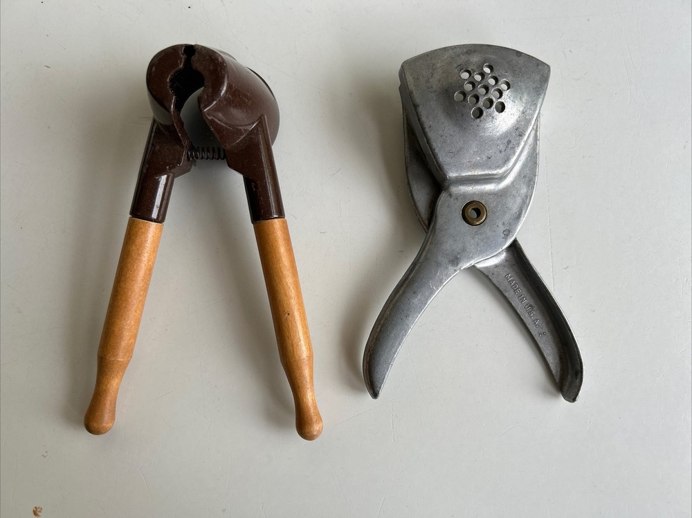 Vintage Kitchen Tools, Lemon Squeezer And Walnut Cracker