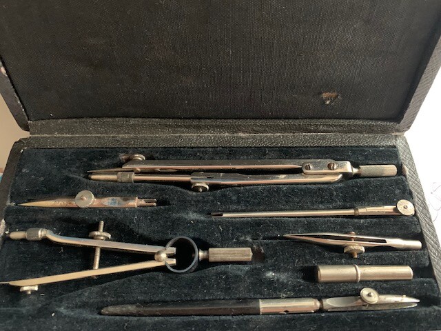 antique compass drafting set