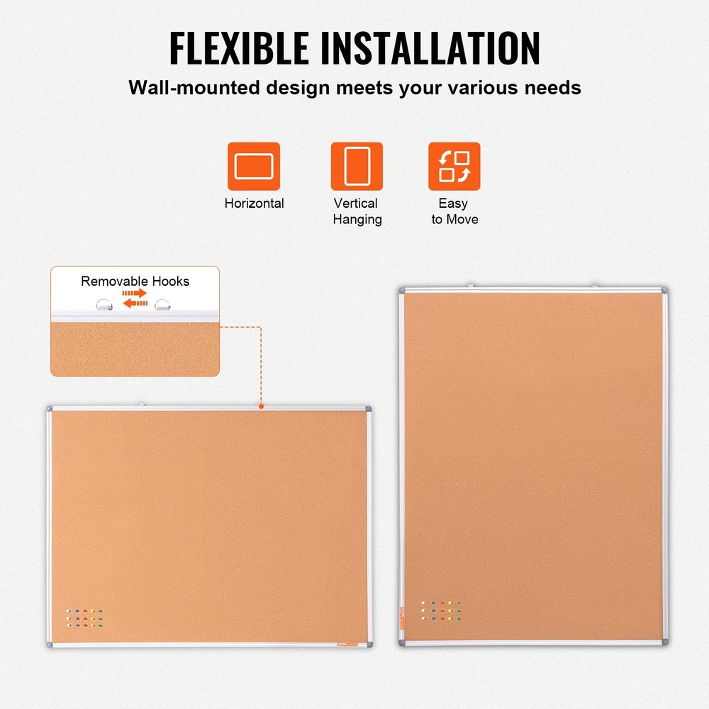 48"x36" Large Cork Board – Wall-Mounted Bulletin Board with Pin Board – Perfec