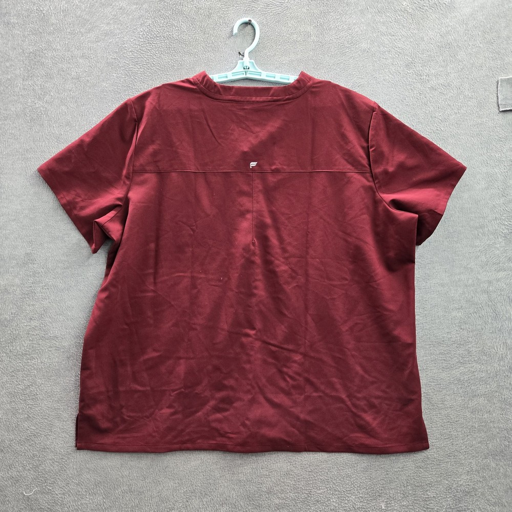 Fabletics Women Scrub Top 2X Red Logo Short Sleeve