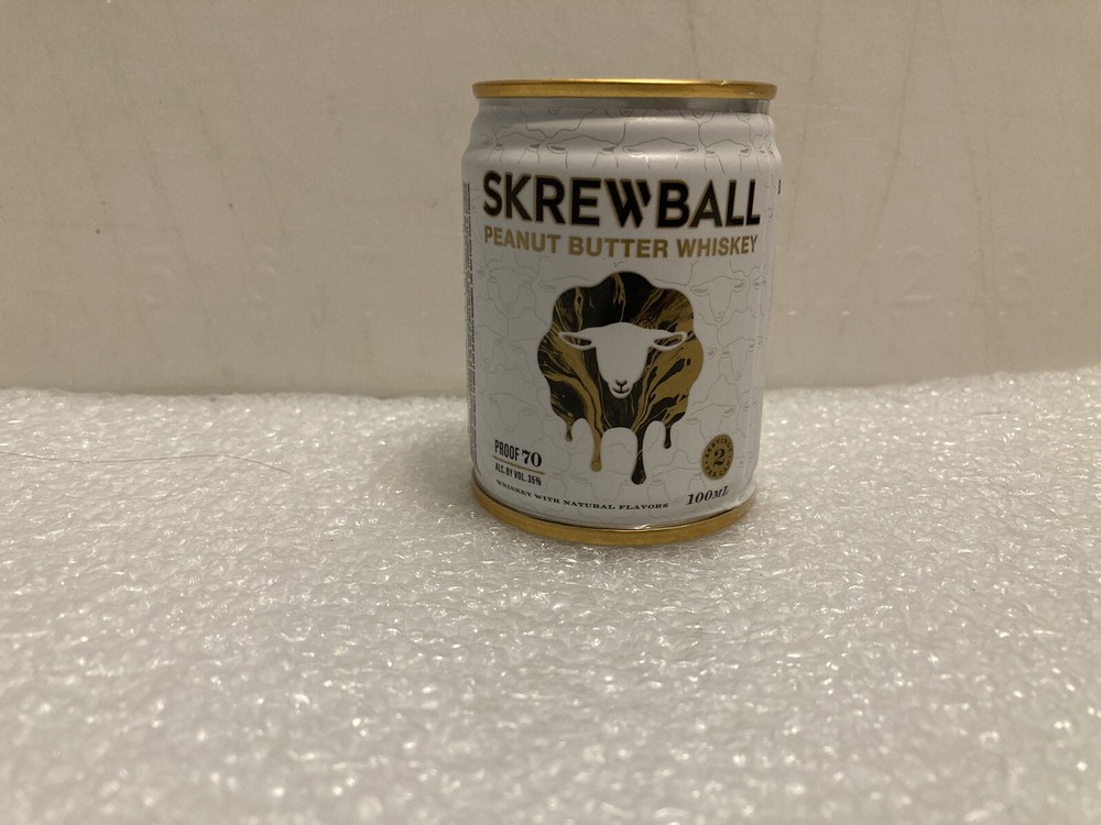 EMPTY SKREWBALL PEANUT BUTTER WHISKEY 100ML CAN. EMPTY. MAN CAVE DECOR