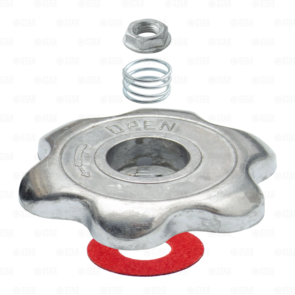 CO2 Tank Replacement Hand Wheel Handle M6 + 1/4" Nut + Spring Set Steel CHROME