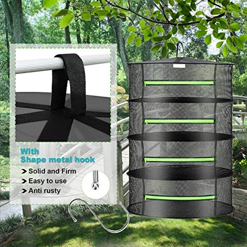 6 Layer Food Dehydrator Rack Tray Hanging Solar Fruit Herb Drying Rack Collapsib