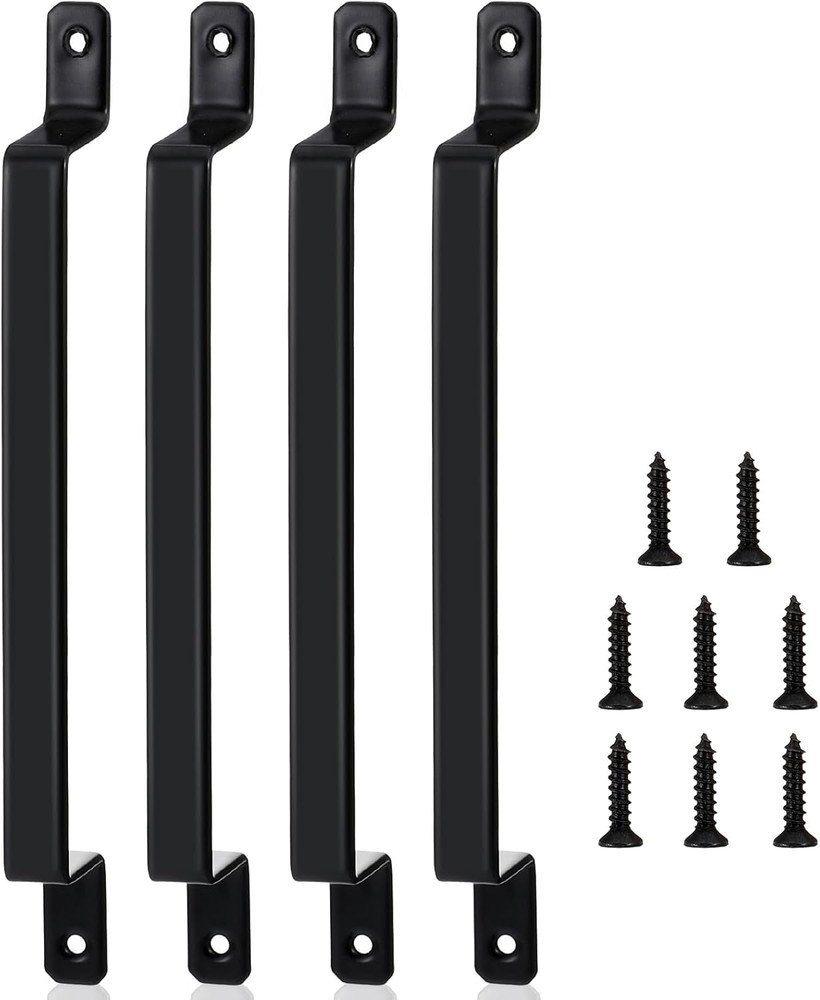 4 Pack 7.87 Inch Black Barn Door Handles Premium Gate Handle Pull Heavy Duty ...