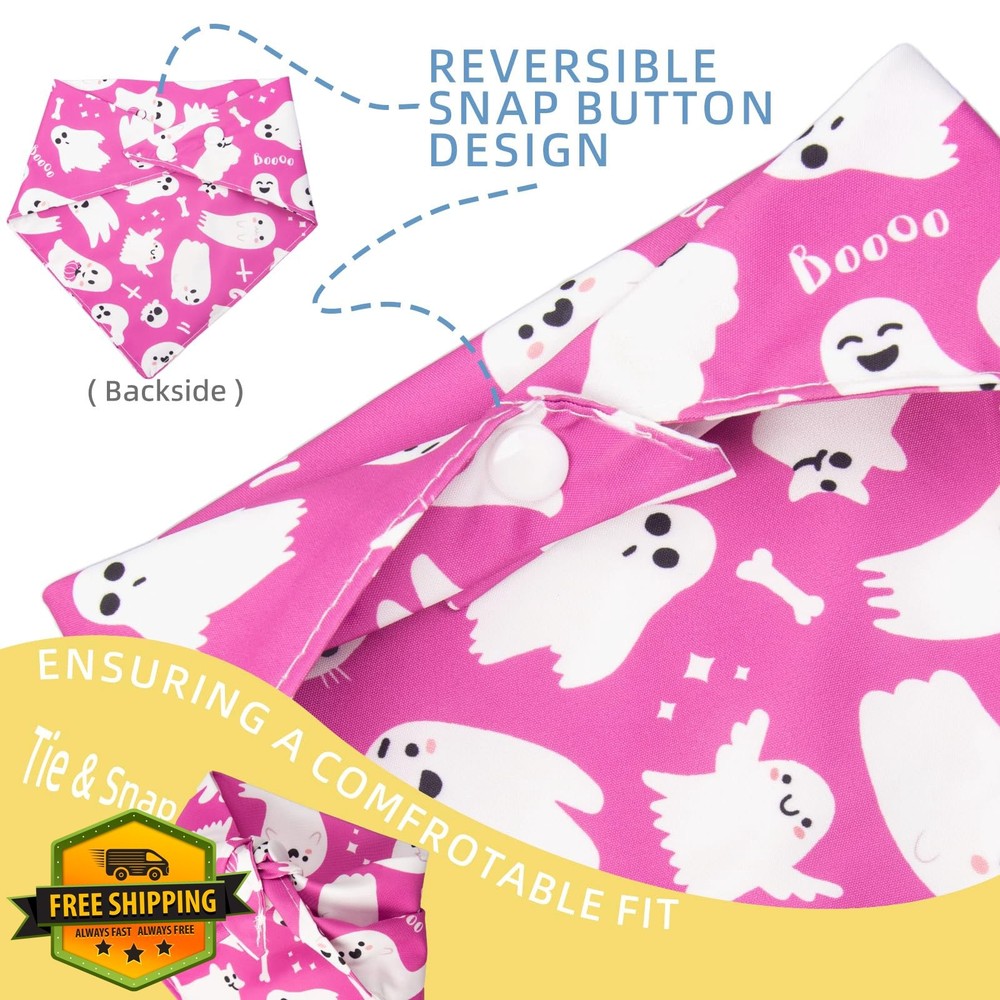 ICEMOOD Halloween Dog Bandana Small Medium Ghost