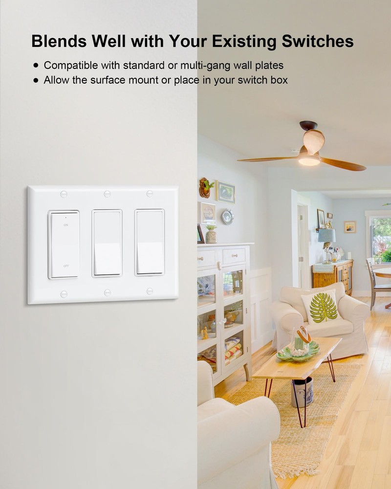 TREEWELL Wireless Light Switch and Receiver Kit, Decorator Rocker Wall...