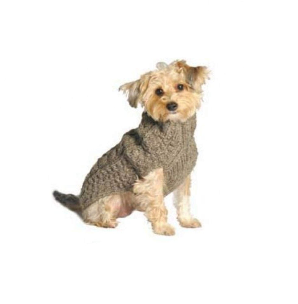 Gray Cable Knit Dog Sweater (Large)