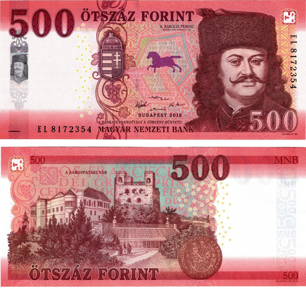 2018 Hungary 500 Forint P202  Banknote  UNC