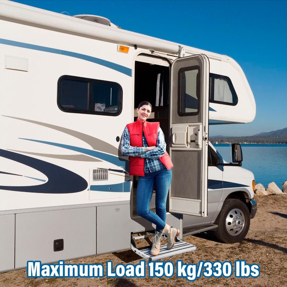 Aluminium Manual Pull Out Retractable Single Step RV Camper Platform Steps Stair