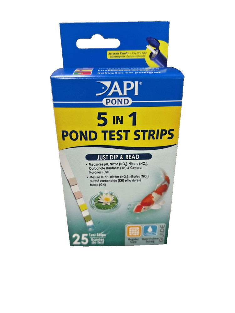 API 5 In 1 Pond Test Strips 25 strips pH Nitrite Nitrate Hardness just dip &read