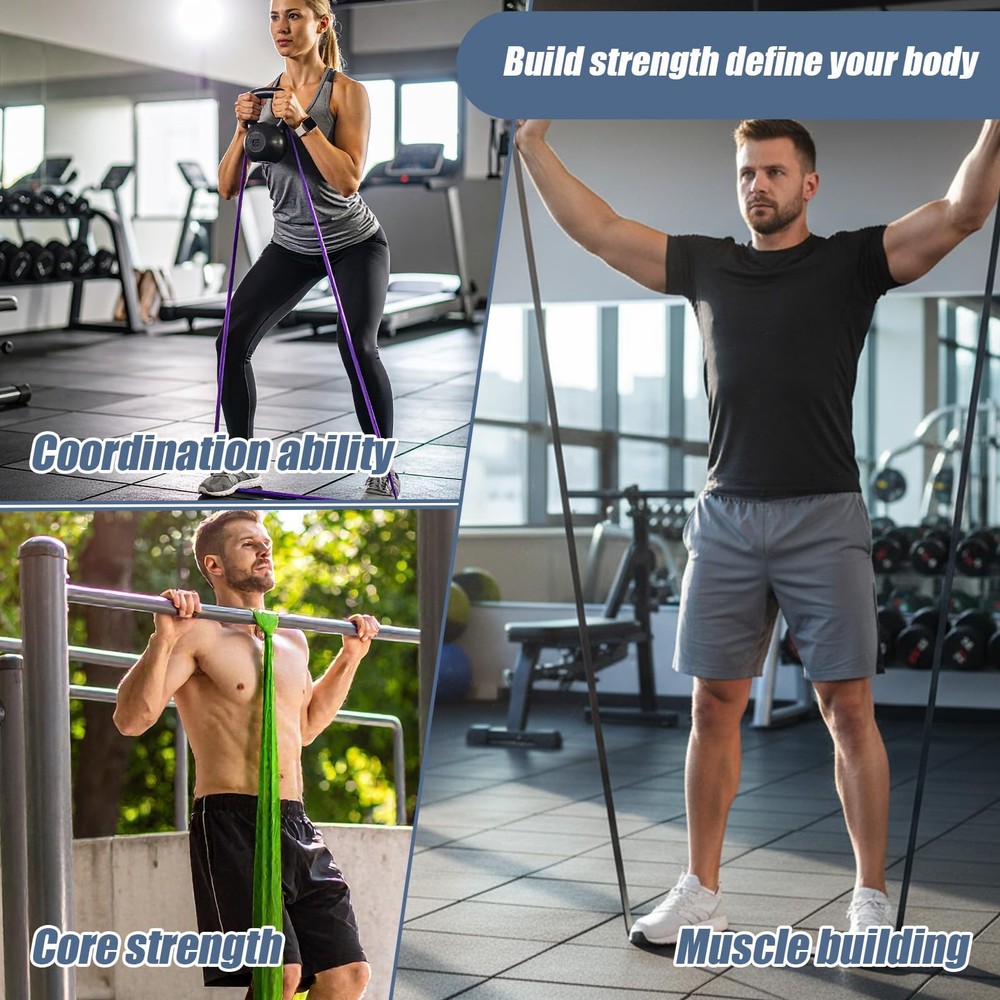 8pcs Pull Up Assistance Bands Set 5pcs Resistance Bands & 2pcs Thin Pull Up B...