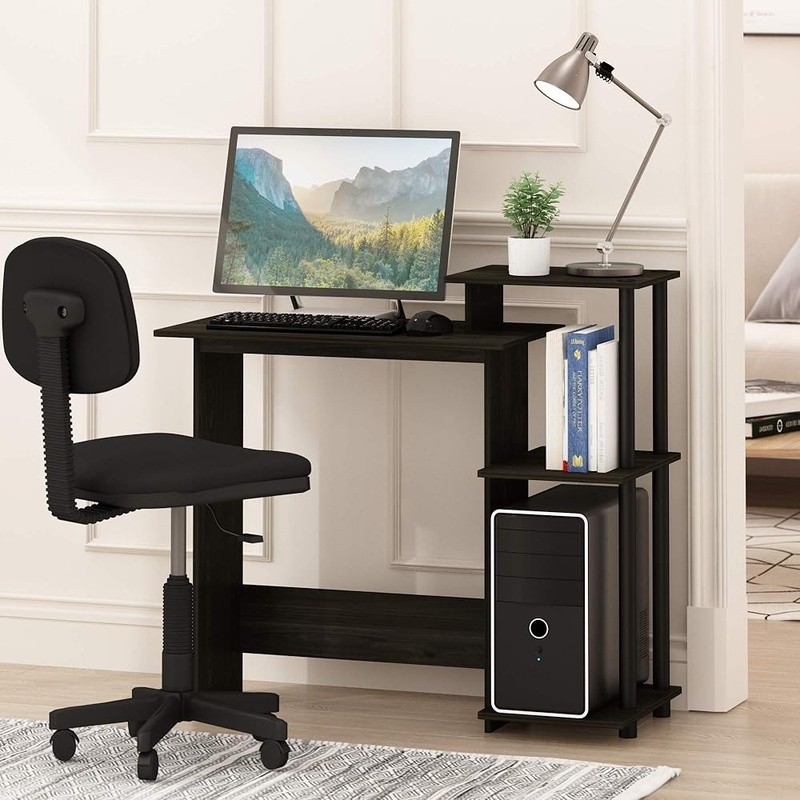 Compact Computer Desk W/ CPU Storage & Printer Shelf Easy Assembly Sturdy Dorm