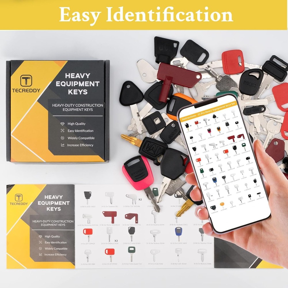55 Heavy Equipment Keys Master Set, Construction Machine Ignition Key for...