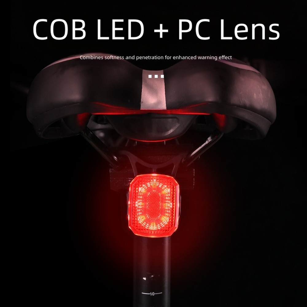 Vibration Activated USB Bike Tail Light with Brake Sensor Six Mode Lighting