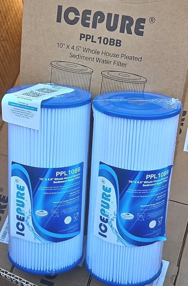 10" x 4.5" 5 Micron Whole House Pleated Sediment Water Filter PPL10BB - 2 PACK