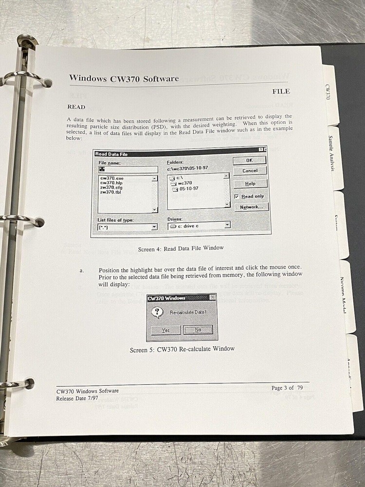 Nicomp Model 380 Window Based Software- Users Guide / Instructions Manual