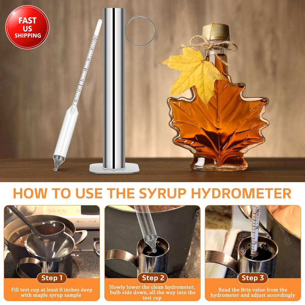 Maple Syrup Hydrometer Test Cup Kit, High Accuracy Hydrometer Maple Syrup Densit