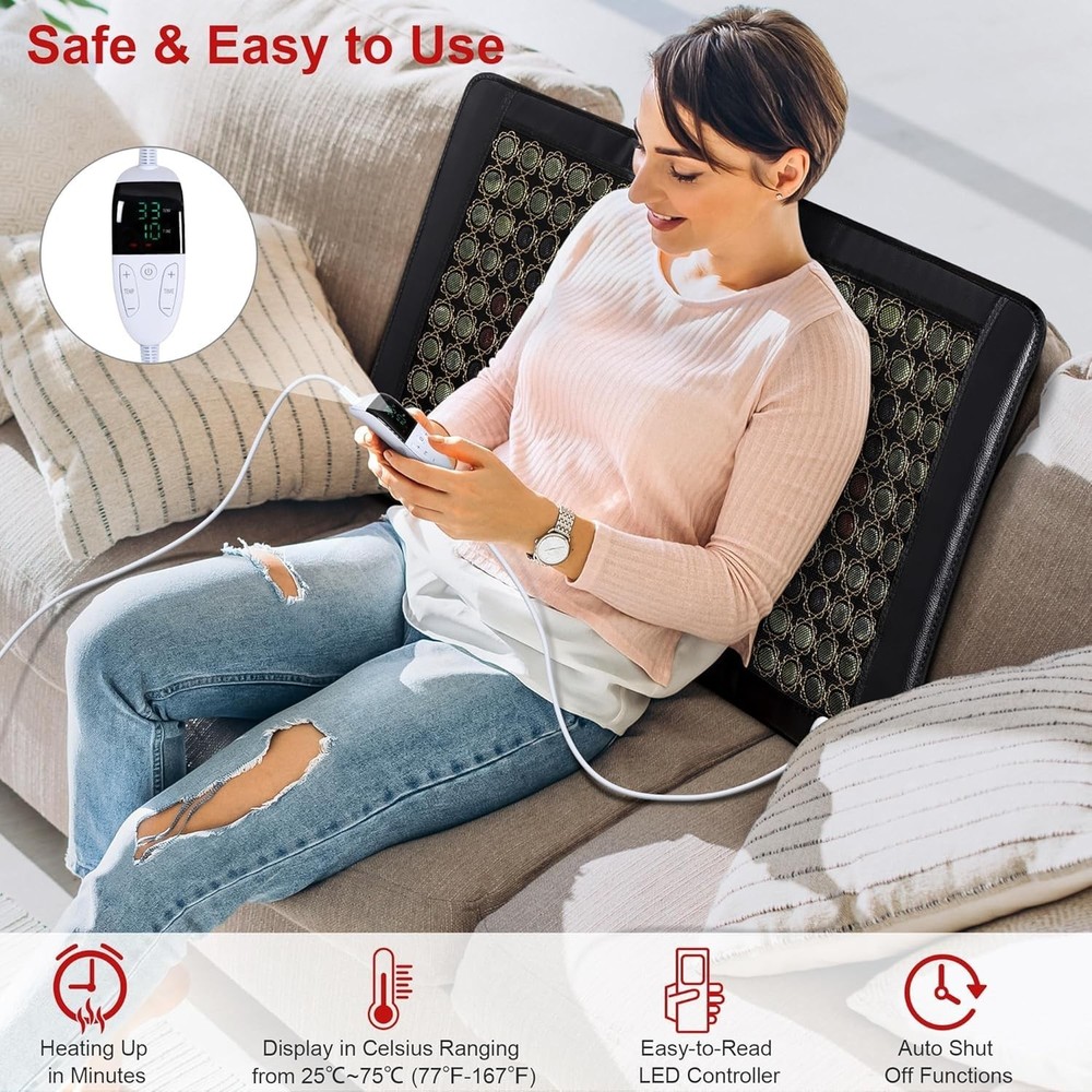 Jade Heating Pad for Back, Far Infrared Heating Pad, Smart Controller with Me...