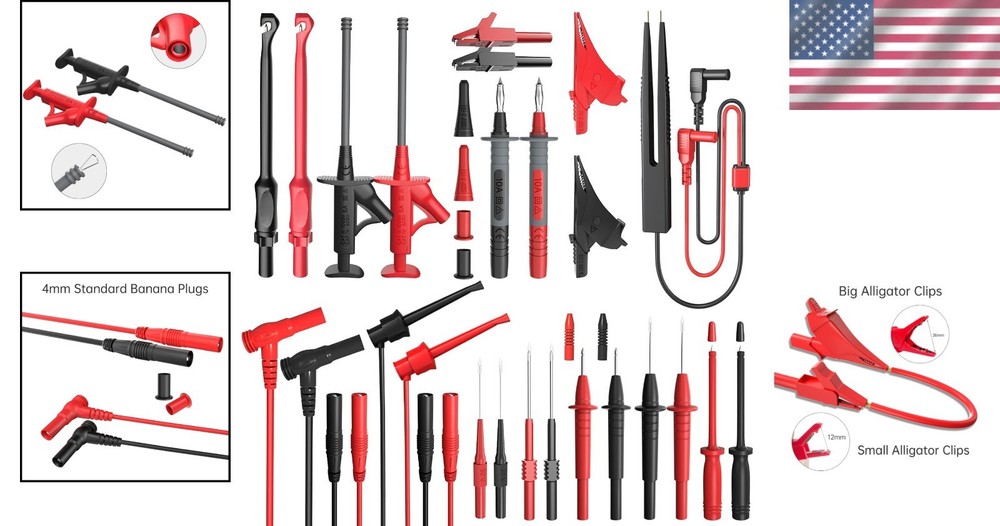 Alligator Clips & Testing Tweezer Set - 25PCS