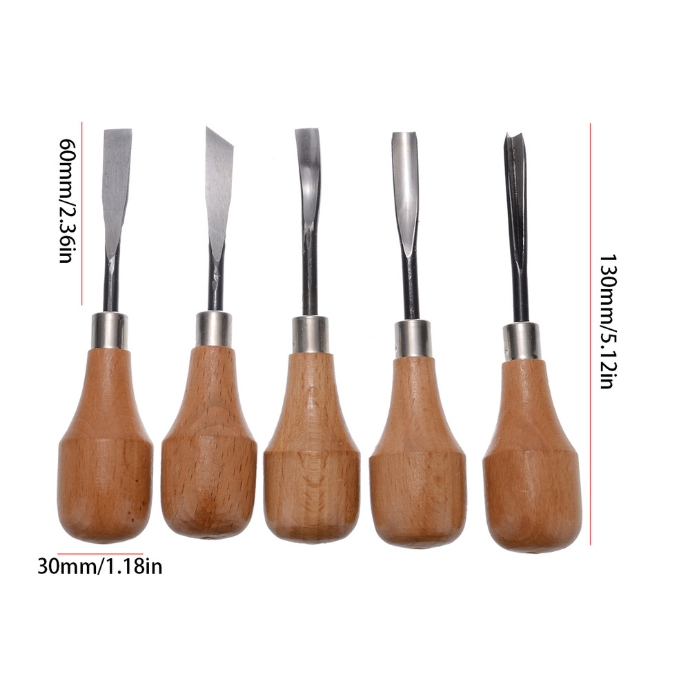 5Pcs Professional Wood Carving Hand Chisels Tools Set Woodworking Gouges Lathe