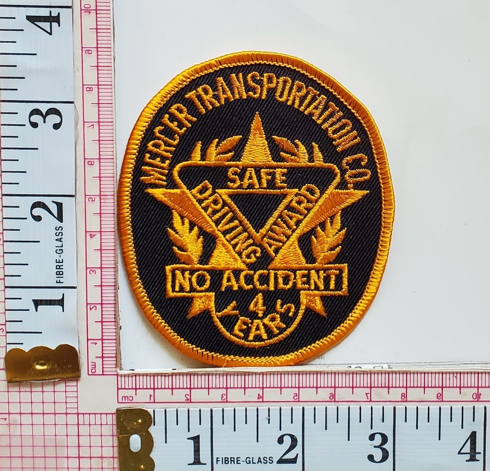 Mercer Transportation Safe Driver 4 Years Award jacket Vest Patch Applique