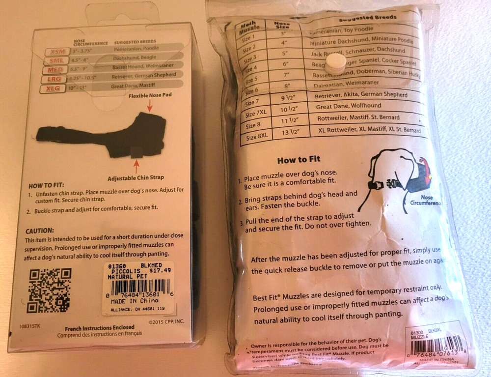 Best Fit, Mesh Muzzle, Med or XL, Please Specify Size, Black, NEW