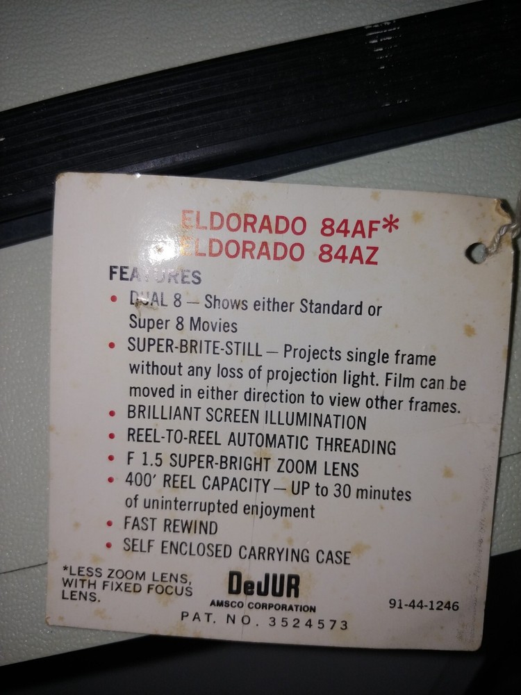 DeJur Eldorado 84 AZ Dual Eight Projector **WORKS**