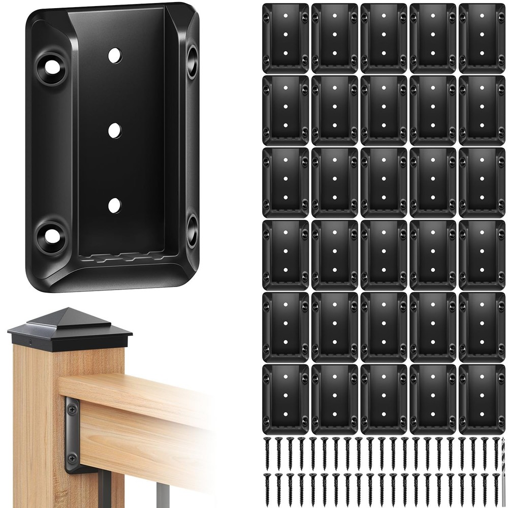 30-Piece Heavy-Duty Deck Railing Bracket Kit with Screws & Drill Bit