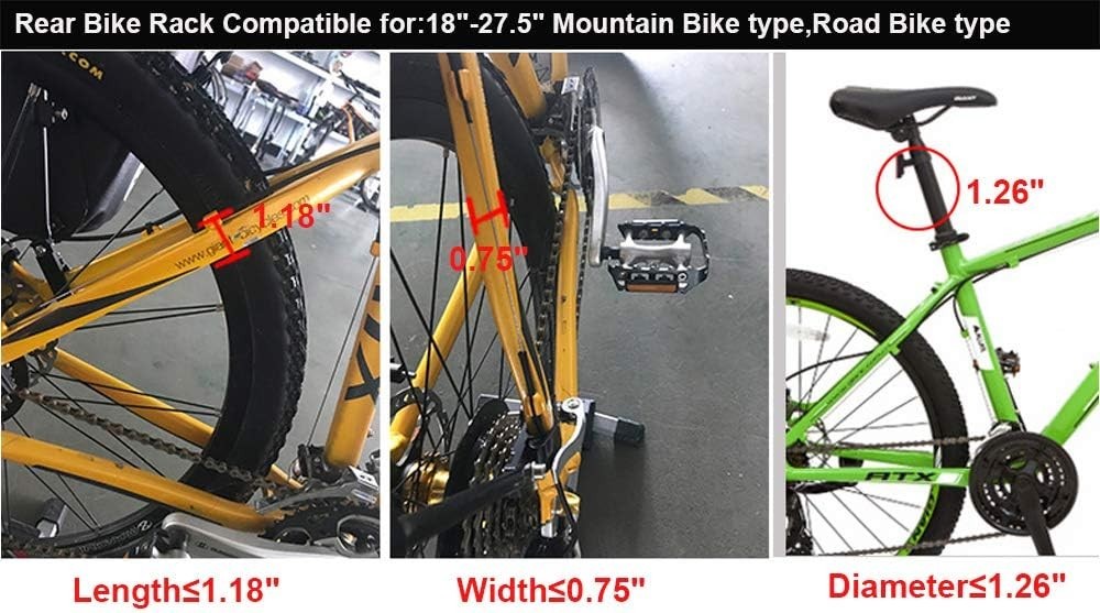 Aluminum Adjustable Bicycle Cargo Rack - 21”L, Easy Install with Quick Release