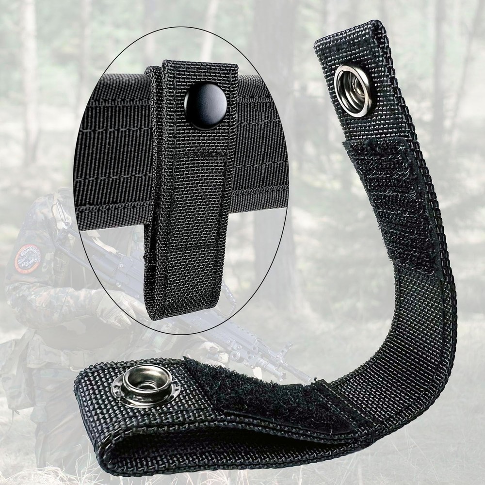 Versatile Handcuff Strap Holder with Double Closure for Duty Belt - Black Nylon