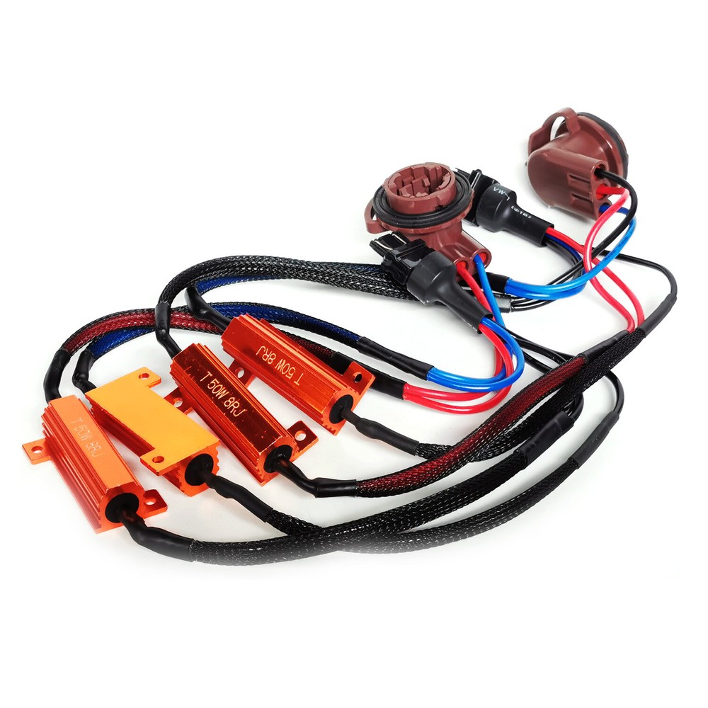 LED Resistor Kit 3157 Relay Harness Adapter Anti Flicker Error Decoder Canceller