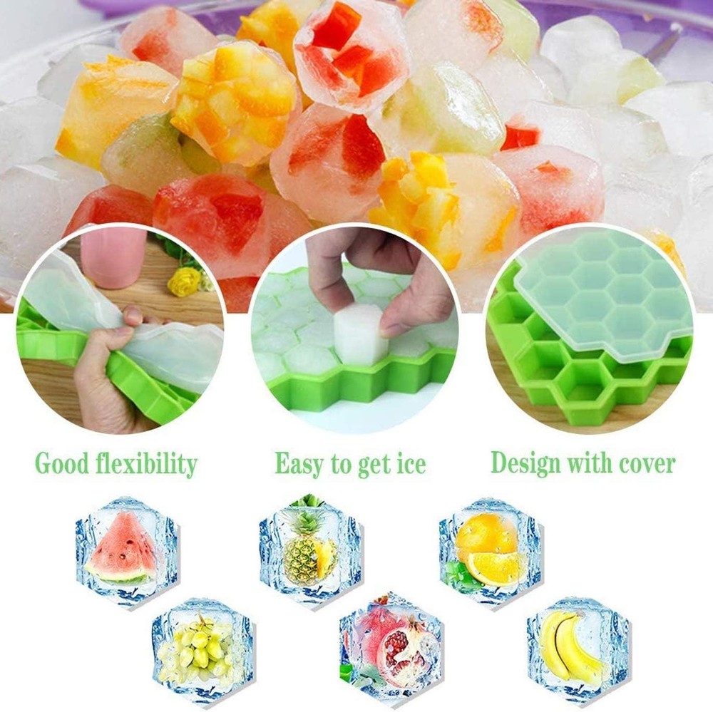 8 Pack Silicone Ice Cube Molds, MOLAREPI Ice Cube Trays with Lids Flexible