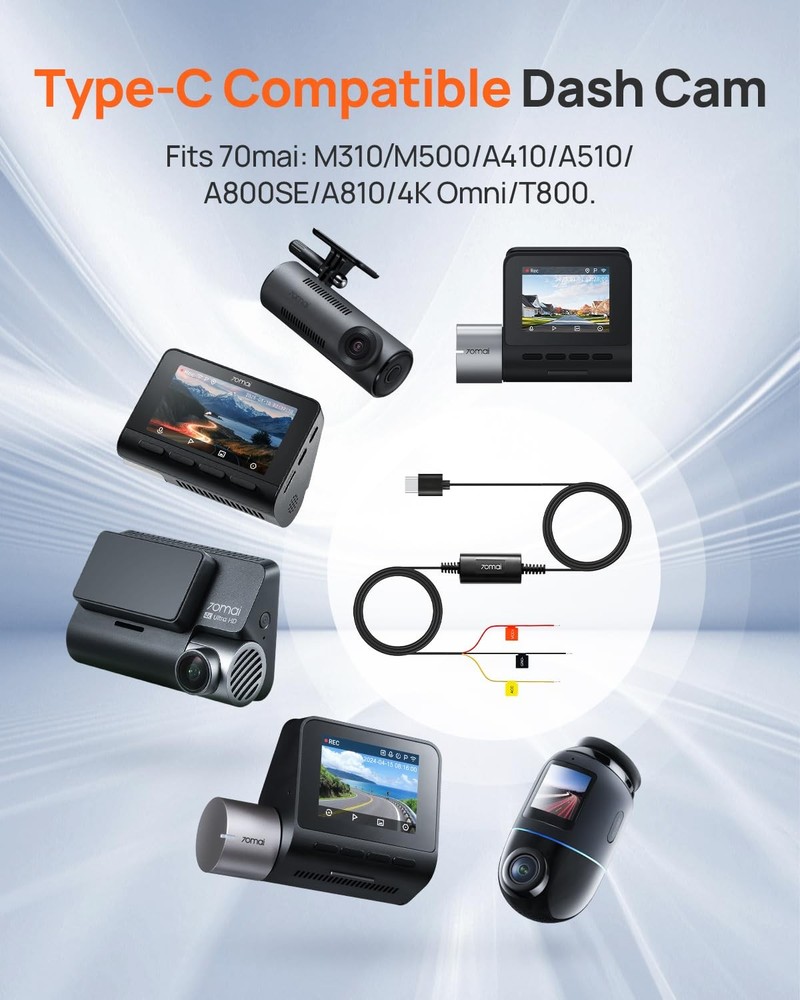 70mai Hardwire Kit UP03, 10ft Type-C Dash black