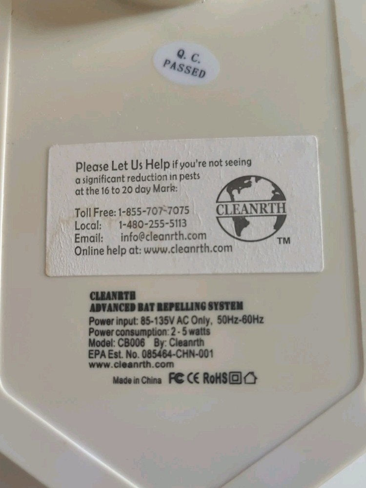 USED Cleanrth CB006 Advanced Ultrasonic Bat Repelling System