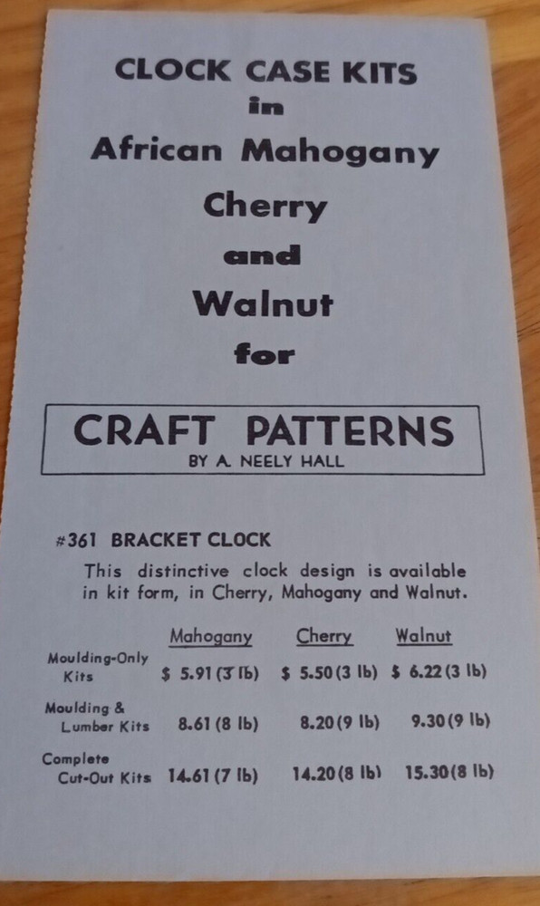 Vintage Craft Patterns A Neely Hall No 363 Hall Clock Craft Patterns Studio 1963