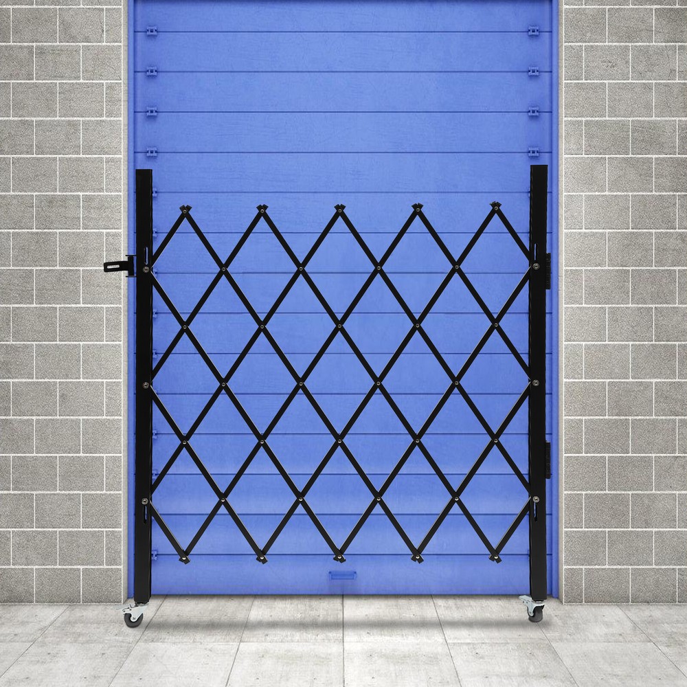 Security Gate Rolling Barricade Single Folding Doors Scissor Gate with Padlock