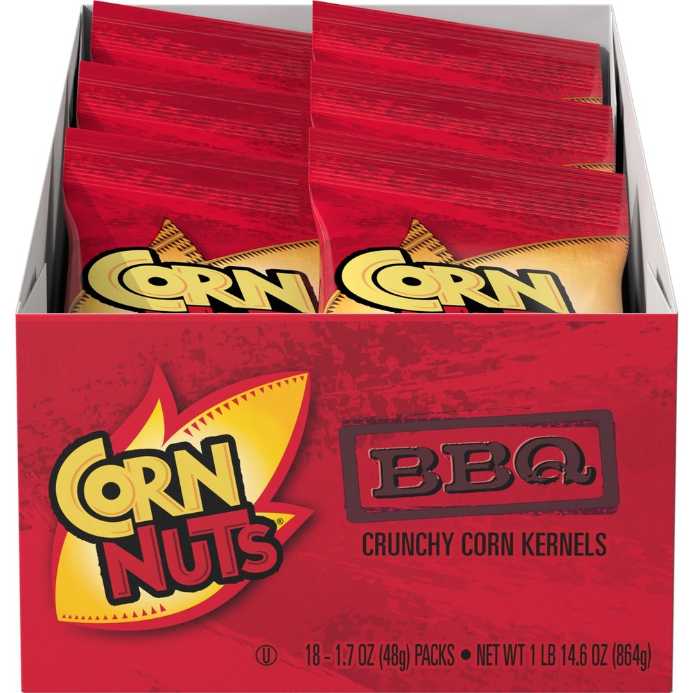 CORN NUTS BBQ Flavored Corn Kernels, Crunchy Snacks, 1.7 oz (Pack of 18)