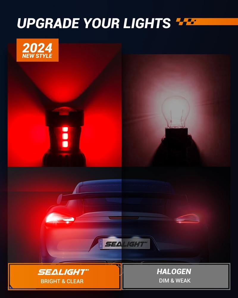 7443 Led Red Light Bulb High Brightness Tail Brake Blinker Compact Design