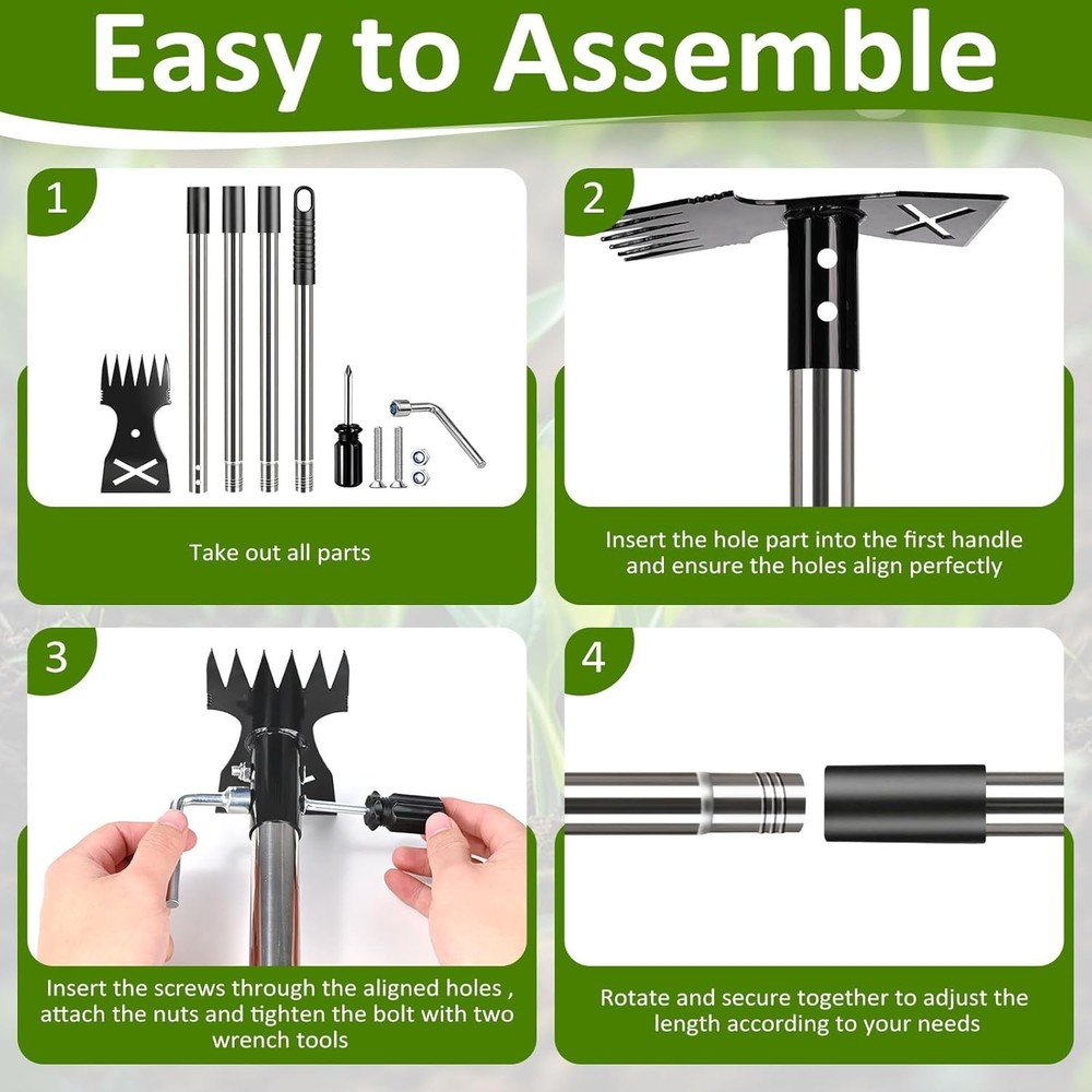 Weed Puller Tool with Long Handle - Adjustable Length Manual Weeder Remover Tool