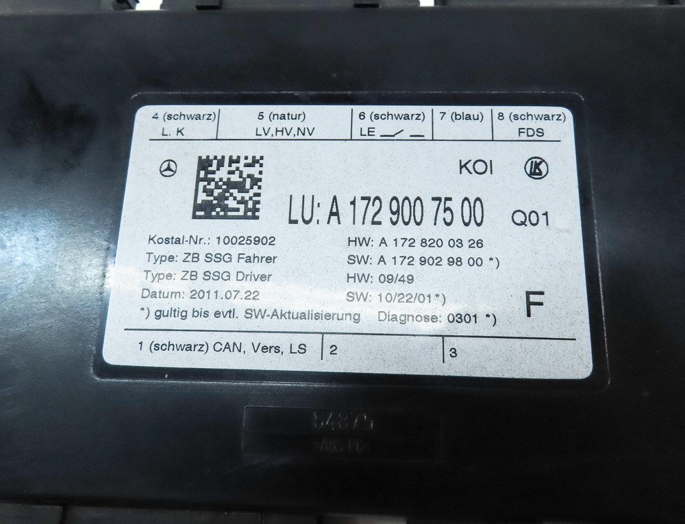 2012 MERCEDES C CLASS (W204) FRONT LEFT DRIVER SEAT MEMORY CONTROL MODULE