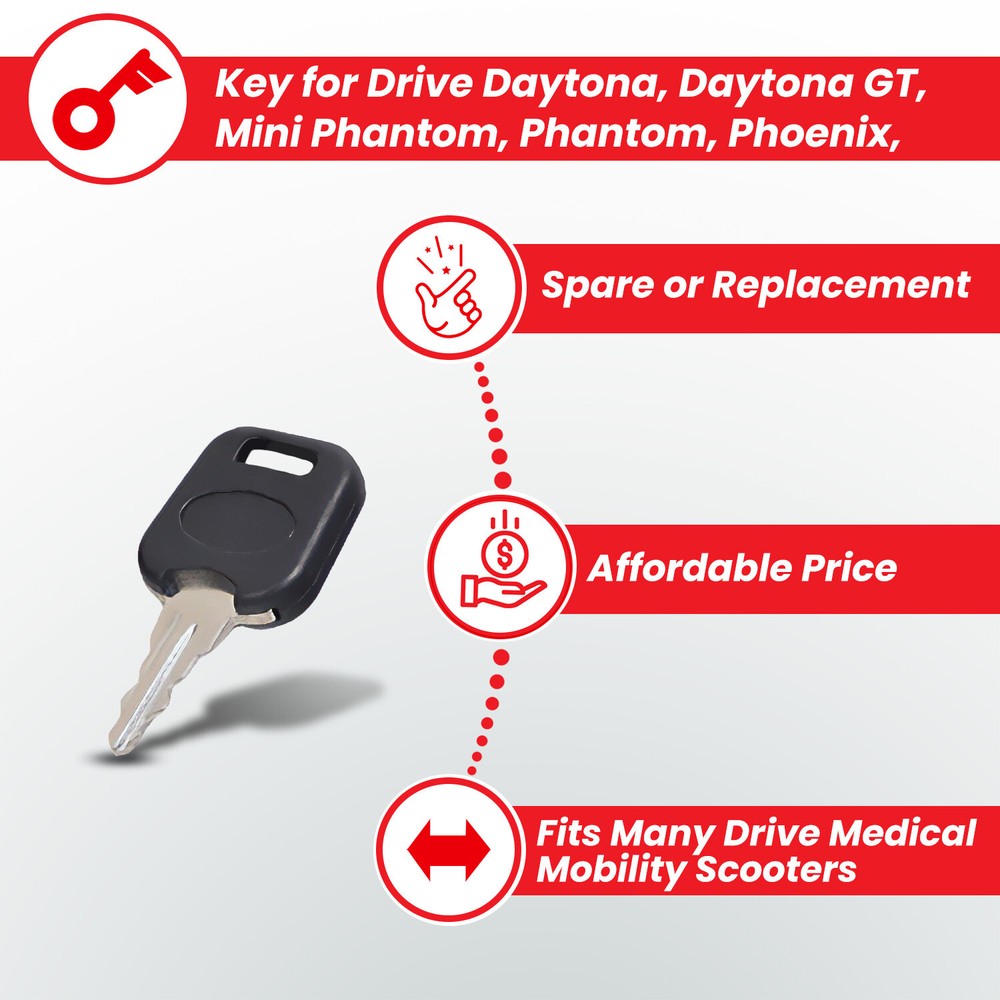 Key for Drive Daytona 3 & 4 GT, Mini Phantom, Phantom, Phoenix, Mobility Scooter