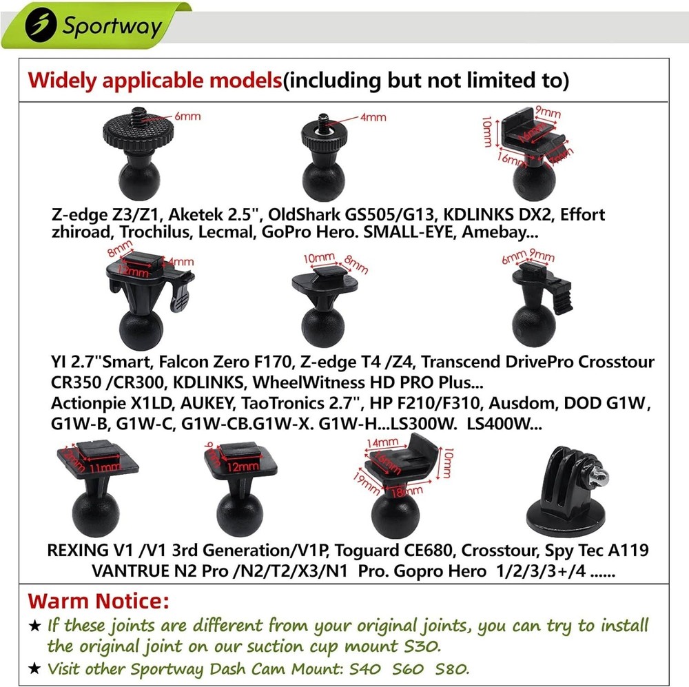 Universal Dash Cam Mount with 10pcs Joints – Easy Installation and Adjustability