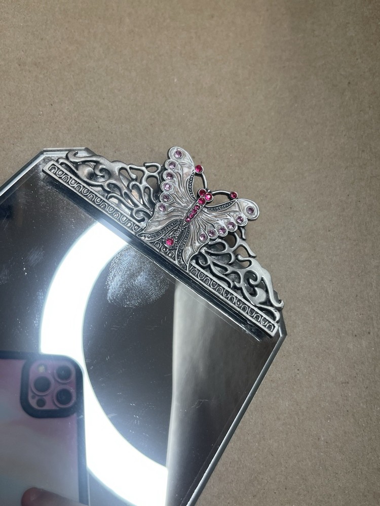 Vanity Mirror Silver Butterflys With Rinestone Art Deco Decor Rectangle 11”