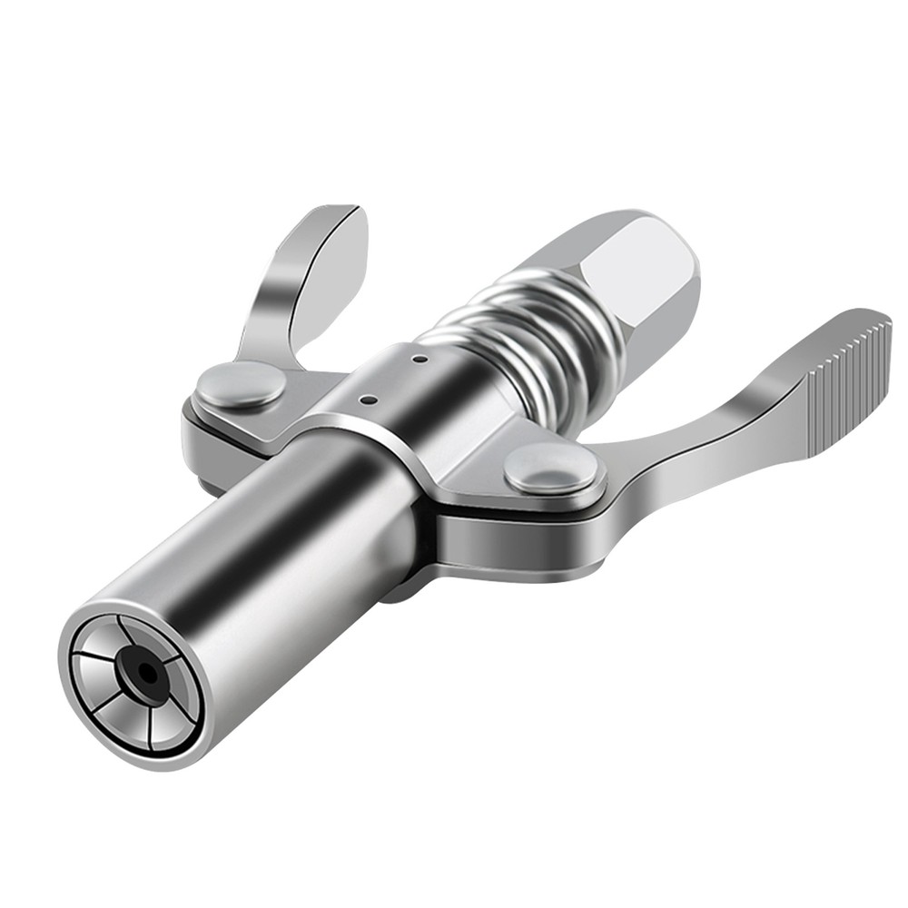 Grease Gun Coupler Double Handle High Pressure Quick Release Lock Nozzles w/Hose