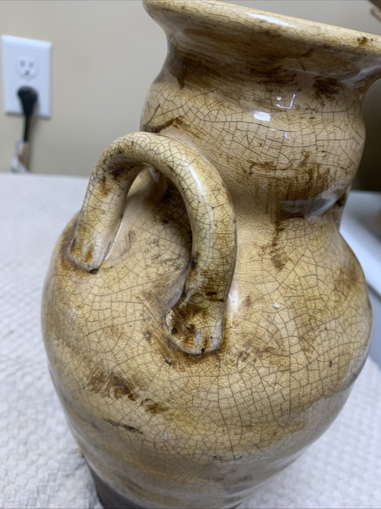 2 Tone Pottery Vase 11 In Tall
