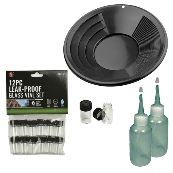 12" Black Gold Pan Panning Kit